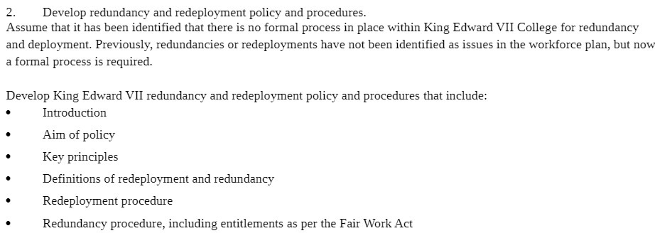 2. Develop redundancy and redeployment policy and