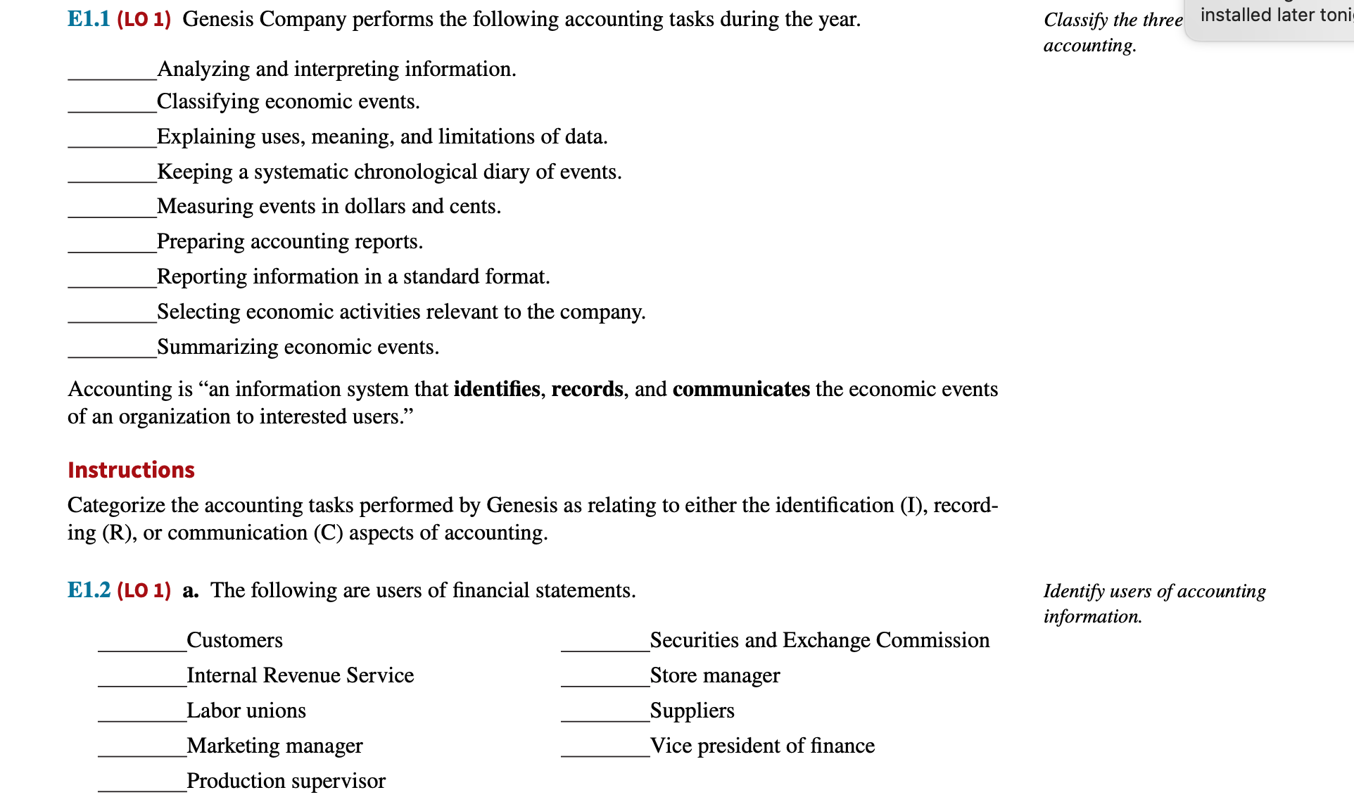 COMPLETE EXERCISE IN A PAPER E1.1 (L0 1) Genesis