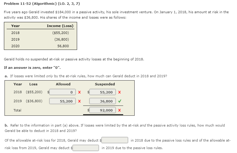 Problem 11-52 (Algorithmic) (LO. 2, 3, 7) Five