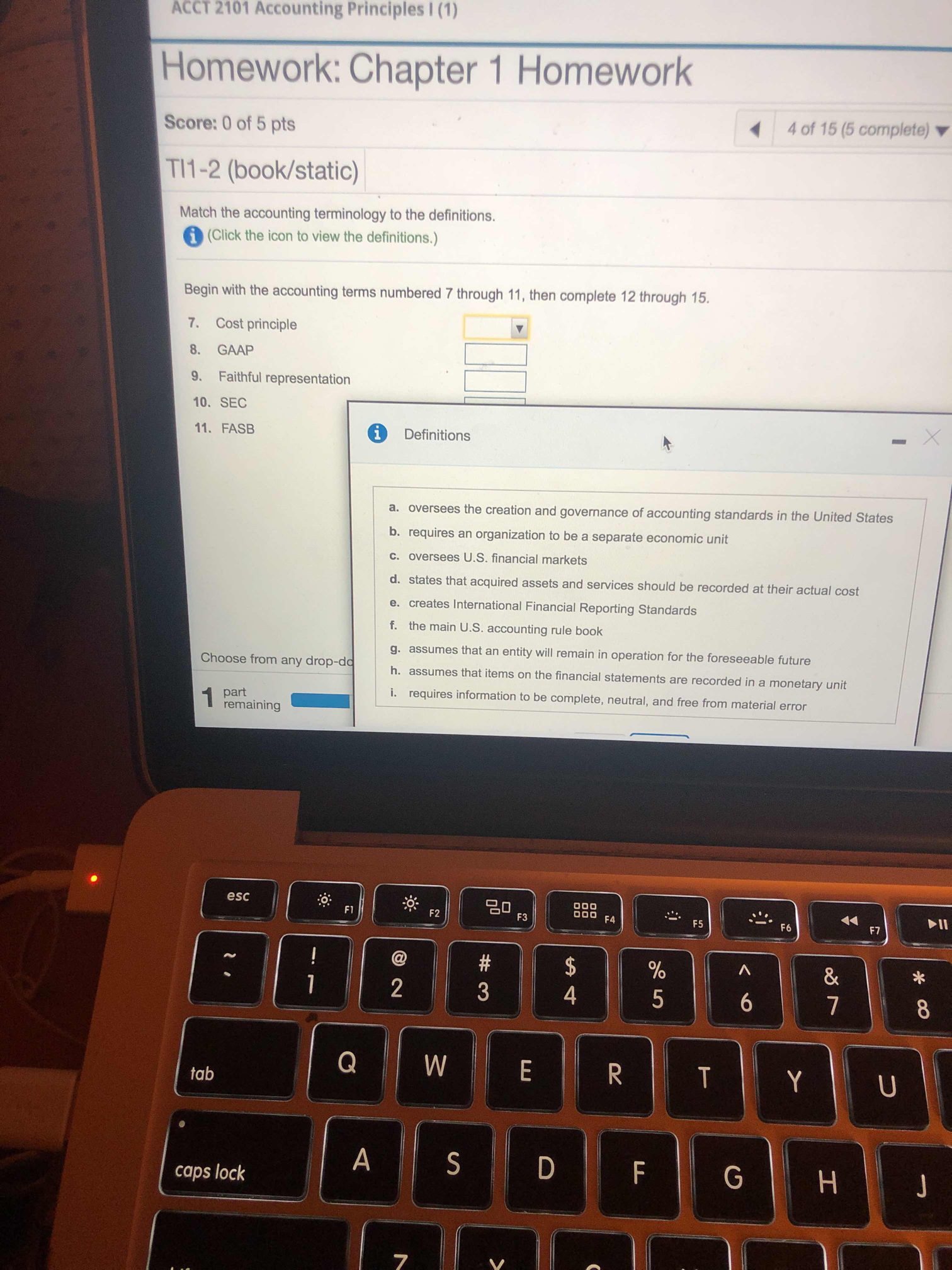 ACCT 2101 Accounting Principles i (1) Homework: