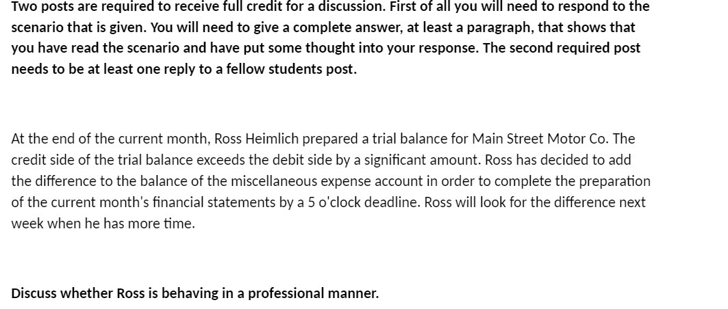 Two posts are required to receive full credit for