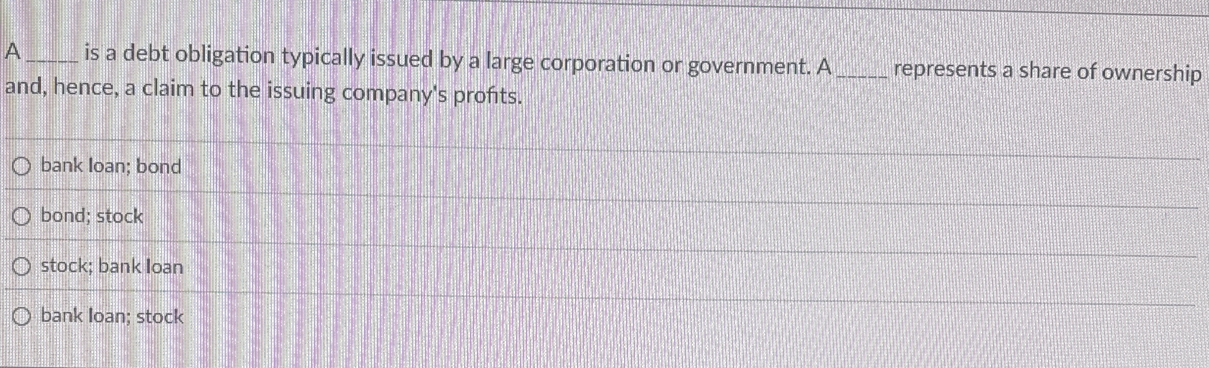 A q , is a debt obligation typically issued by a