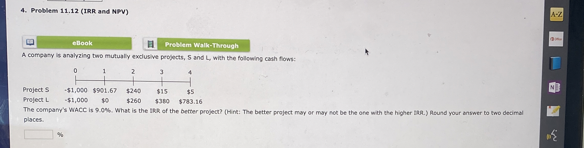 Problem 1 1 . 1 2 ( IRR and NPV ) A - Z Tolice A