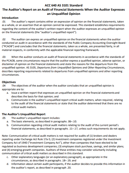 ACC 640 9-1 Scenario The auditing team of your