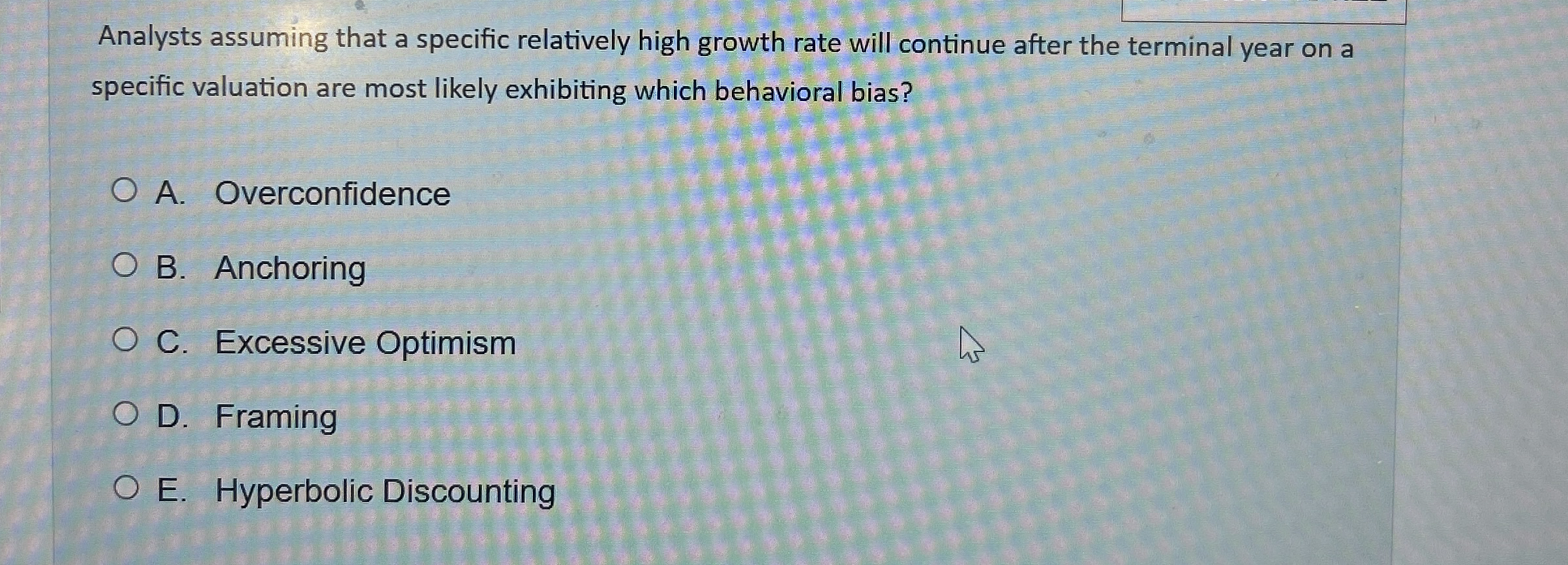 Analysts assuming that a specific relatively high