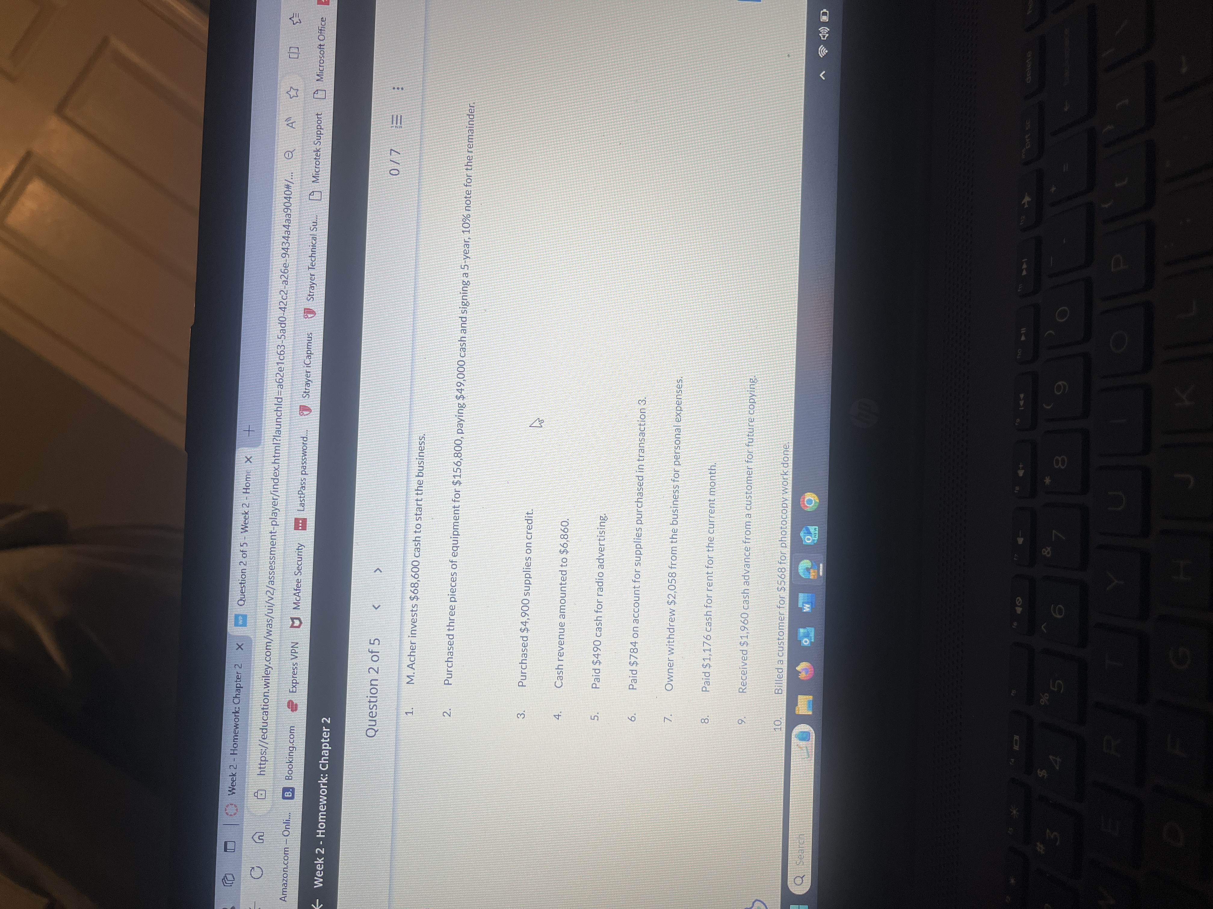 Week 2 - Homework: Chapter 2 x w Question 2 of 5