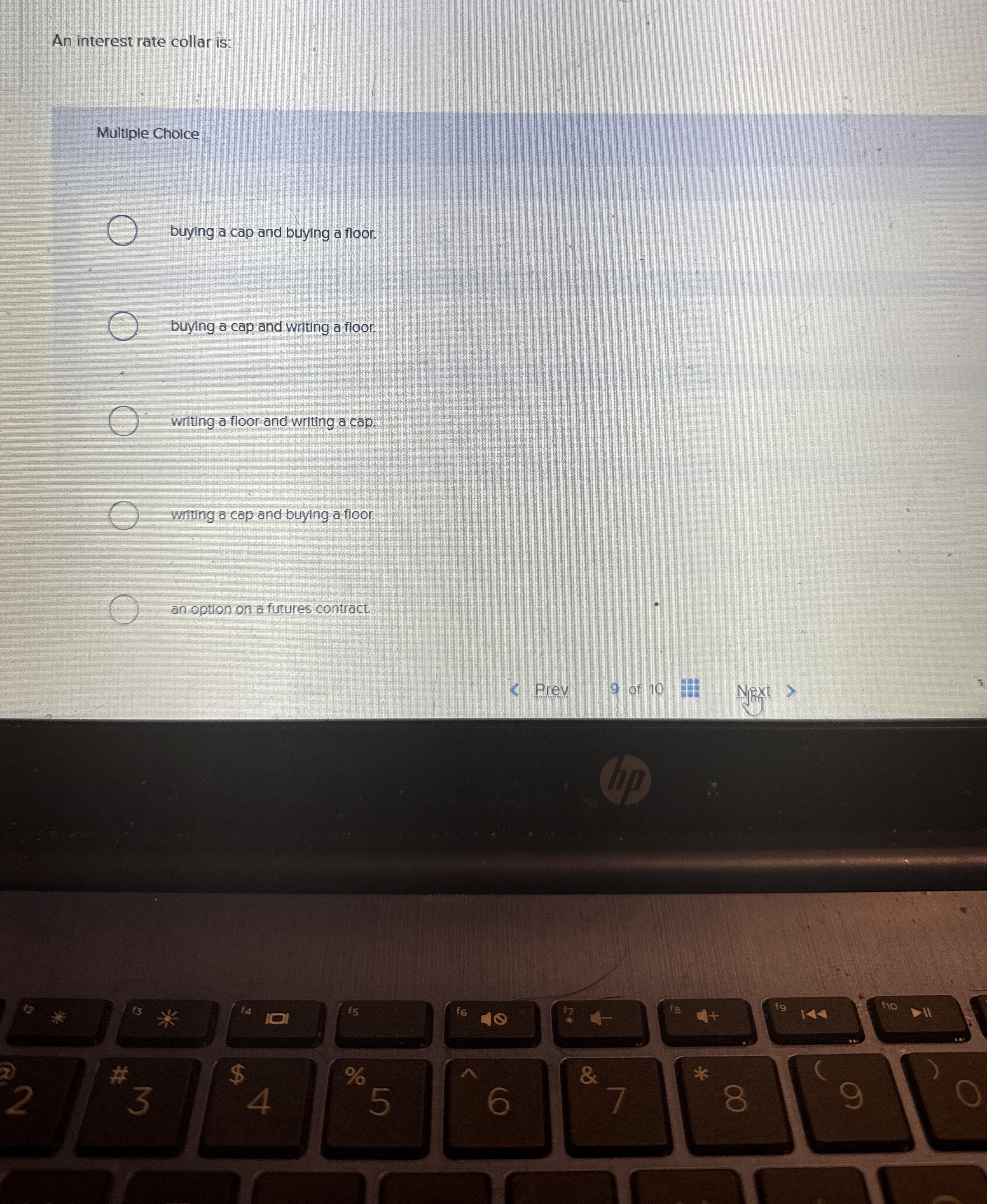 An interest rate collar is: Multiple Choice