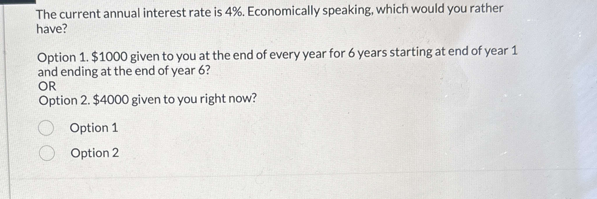 The current annual interest rate is 4 % .