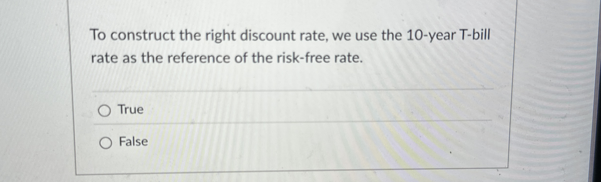 To construct the right discount rate, we use the