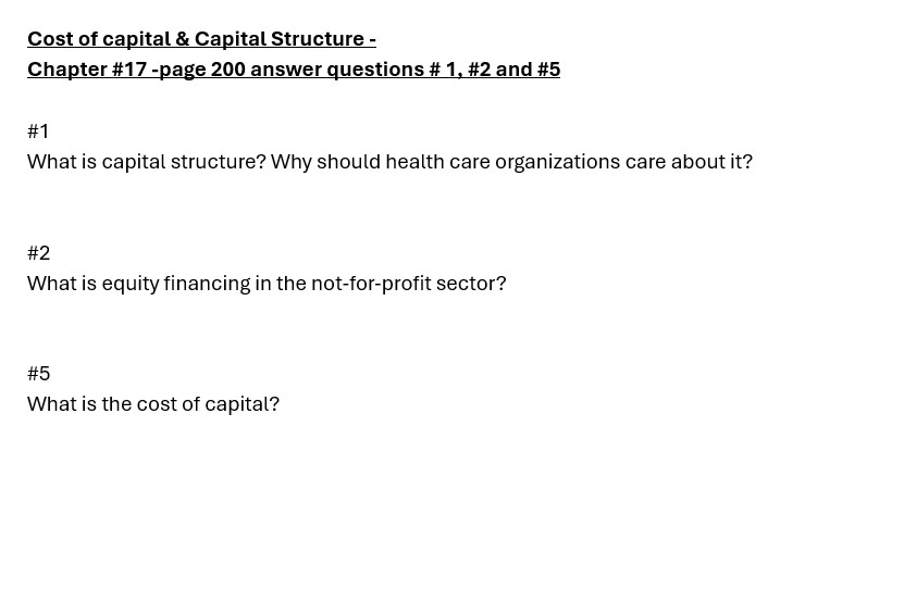 Cost of capital \ & Capital Structure - Chapter \