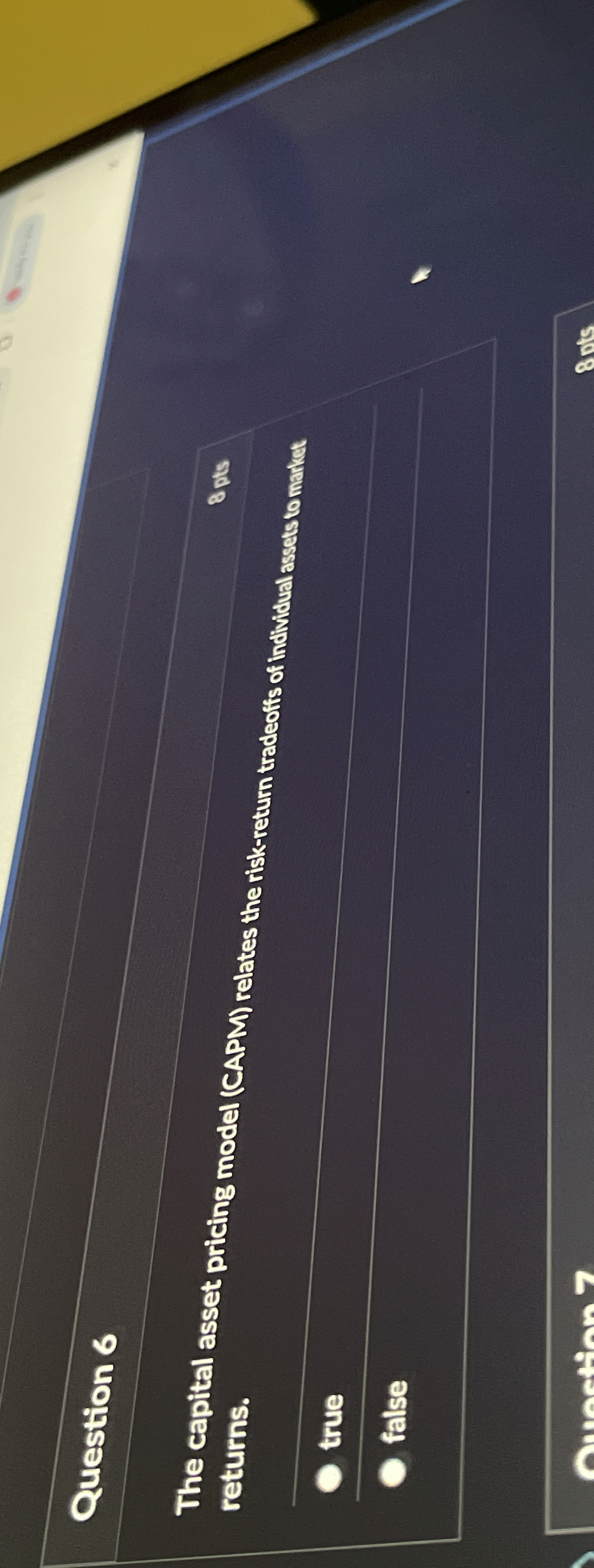 Question 6 The capital asset pricing model ( CAPM