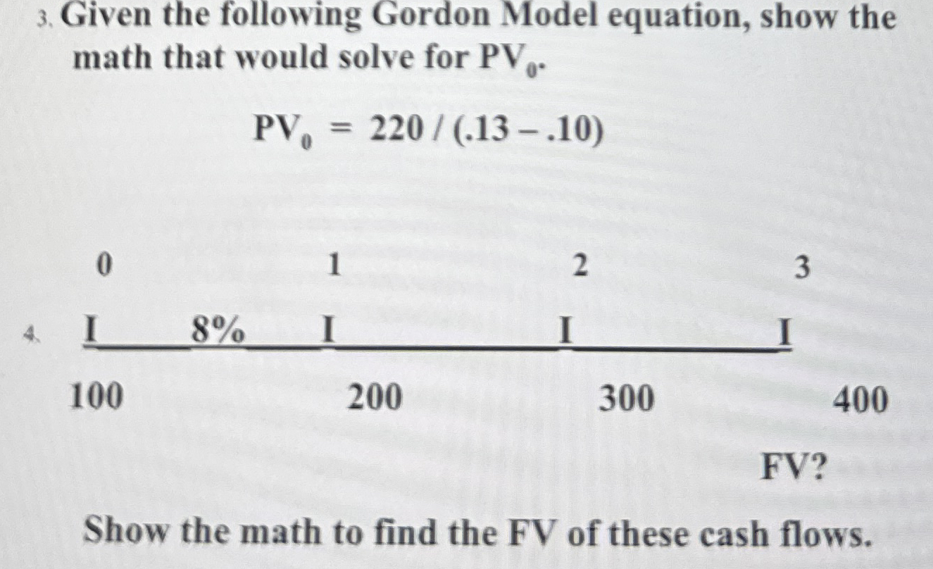 Given the following Gordon Model equation, show