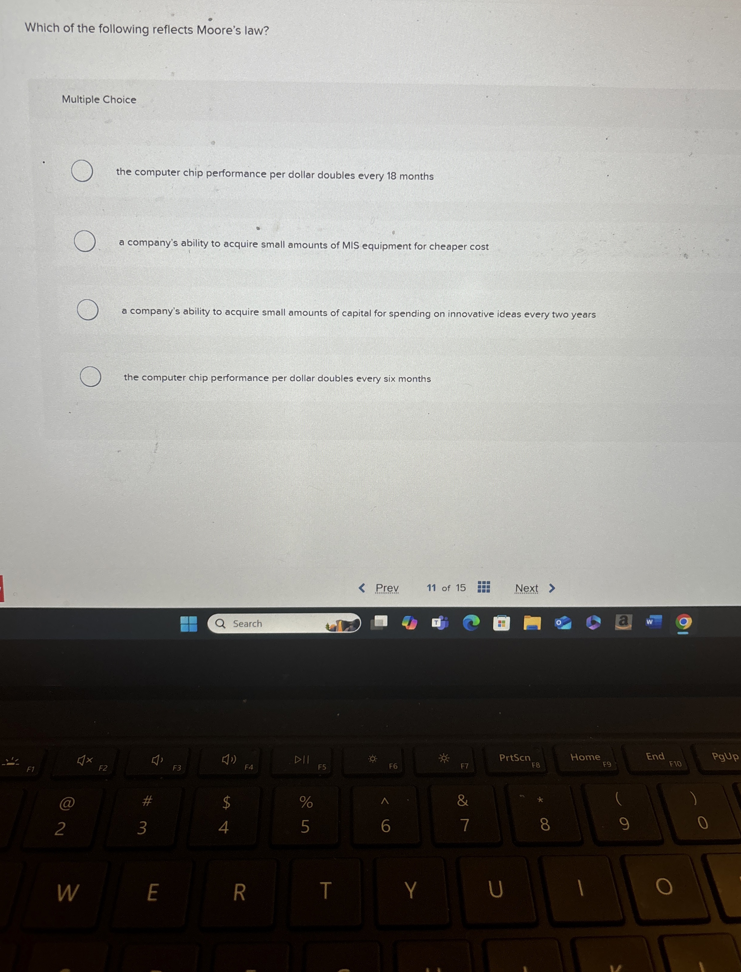Which of the following reflects Moore's law?