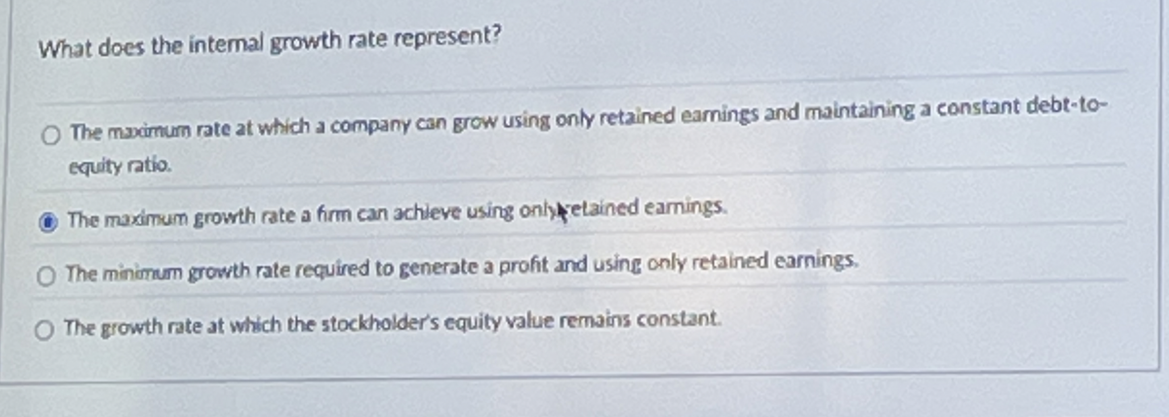 What does the intemal growth rate represent? The