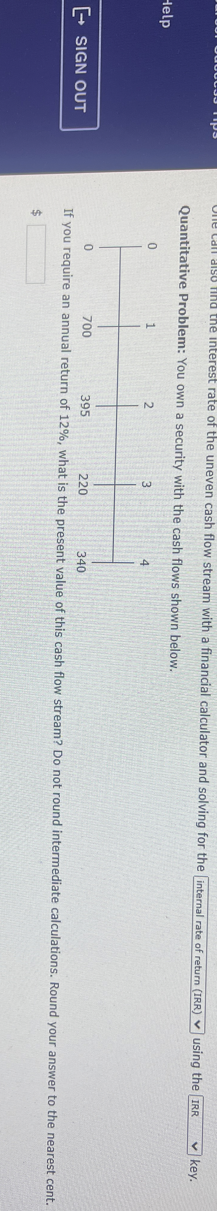 flow stream with a financial calculator and