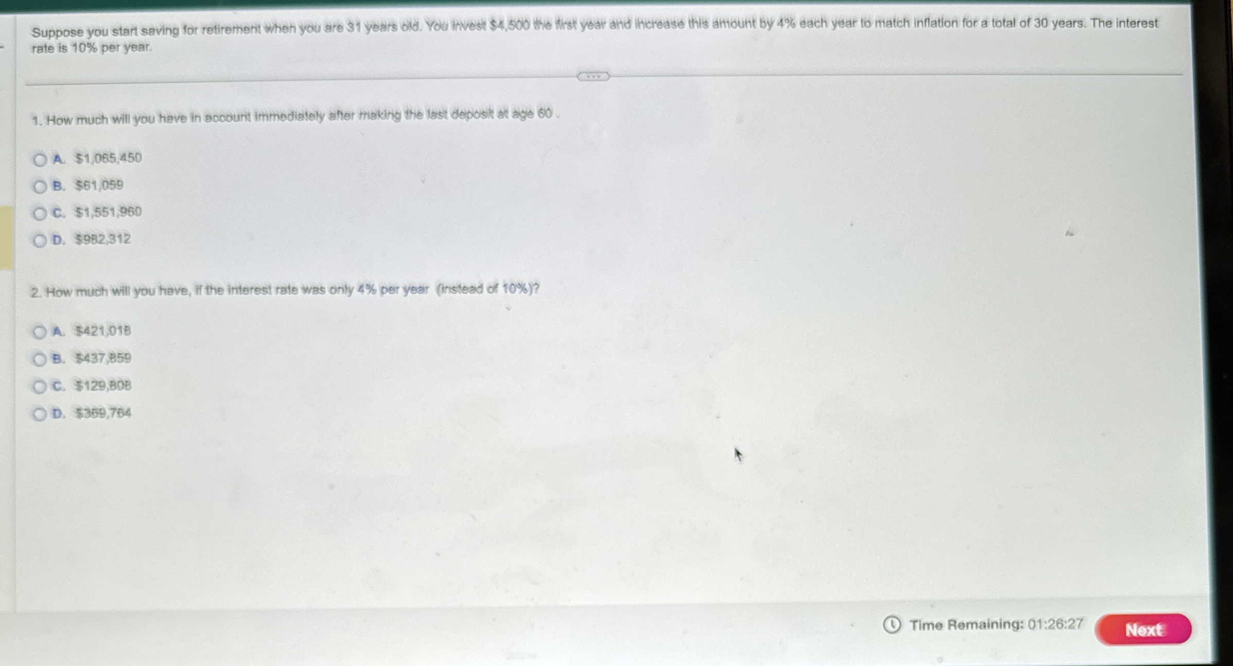 Suppose you start saving for retirement when you