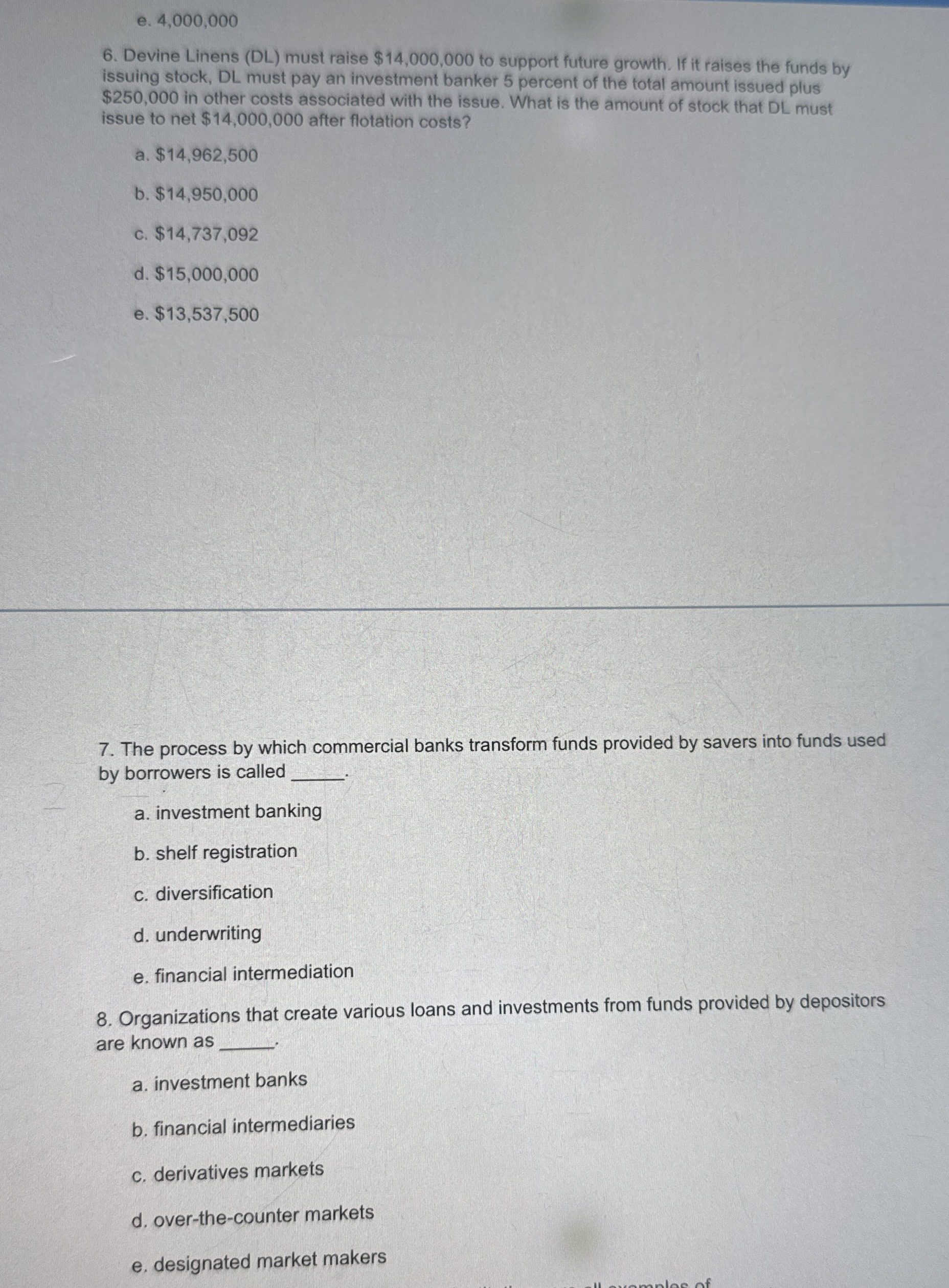 e . 4 , 0 0 0 , 0 0 0 6 . Devine Linens ( DL )