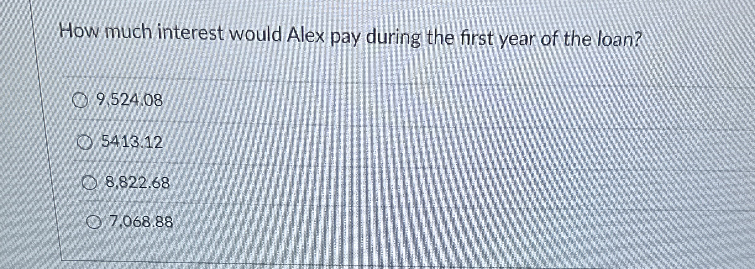 How much interest would Alex pay during the first