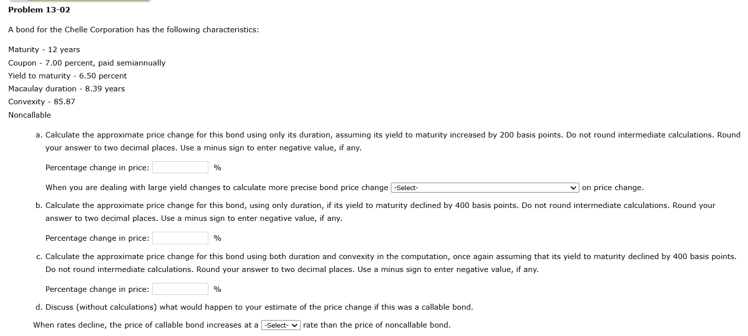 Problem 1 3 - 0 2 A bond for the Chelle