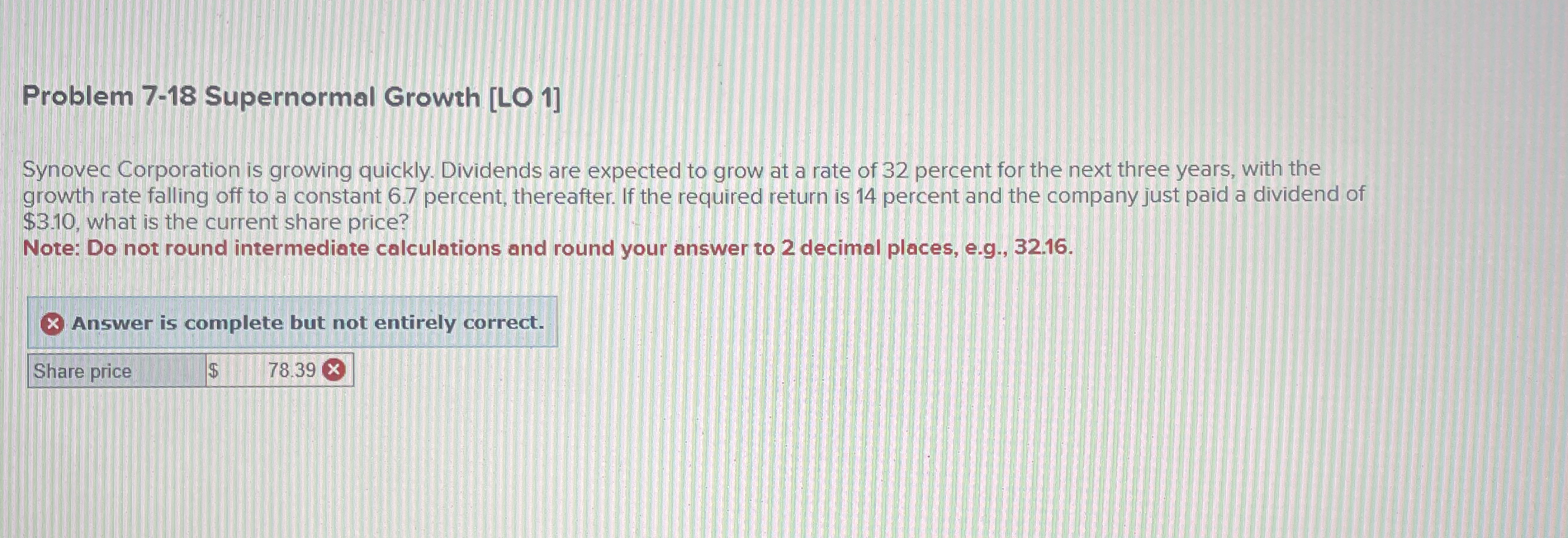 Problem 7 - 1 8 Supernormal Growth [ lll 1 1 ]