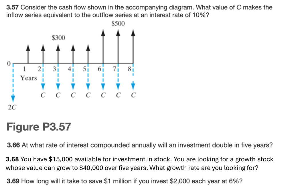 3 . 5 7 Consider the cash flow shown in the