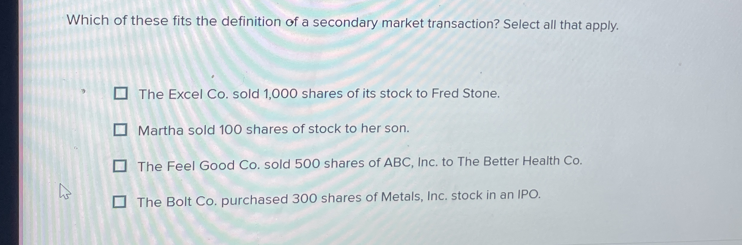 Which of these fits the definition of a secondary