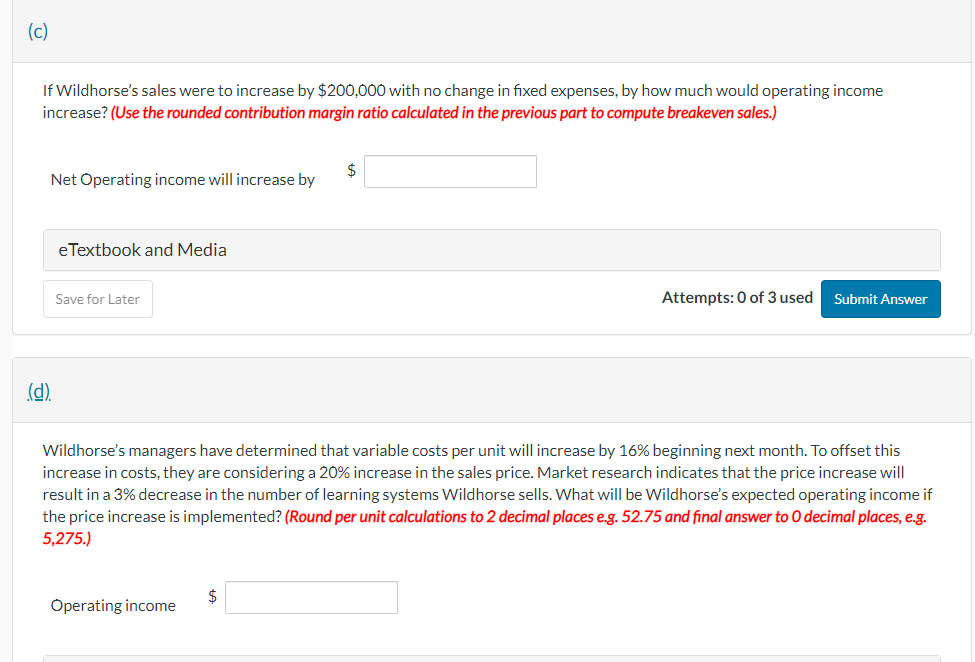 (b1) Compute breakeven sales. (Use the rounded