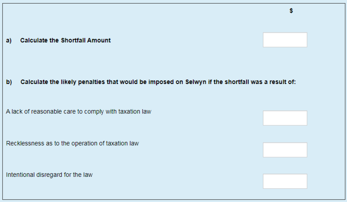 During an audit of his income tax return, Selwyn