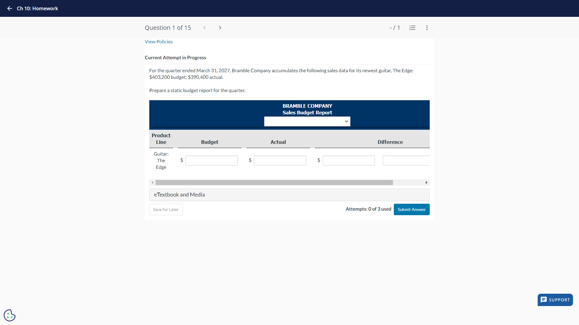 < Ch 10: Homework Question 1 of 15 < View