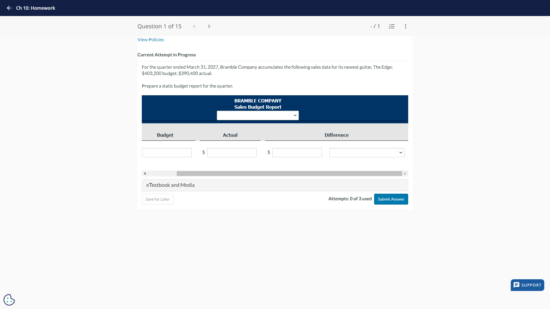 < Ch 10: Homework Question 1 of 15 < View