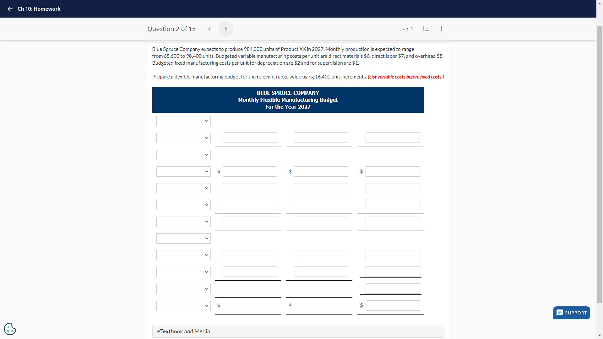 < Ch 10: Homework Question 1 of 15 < View