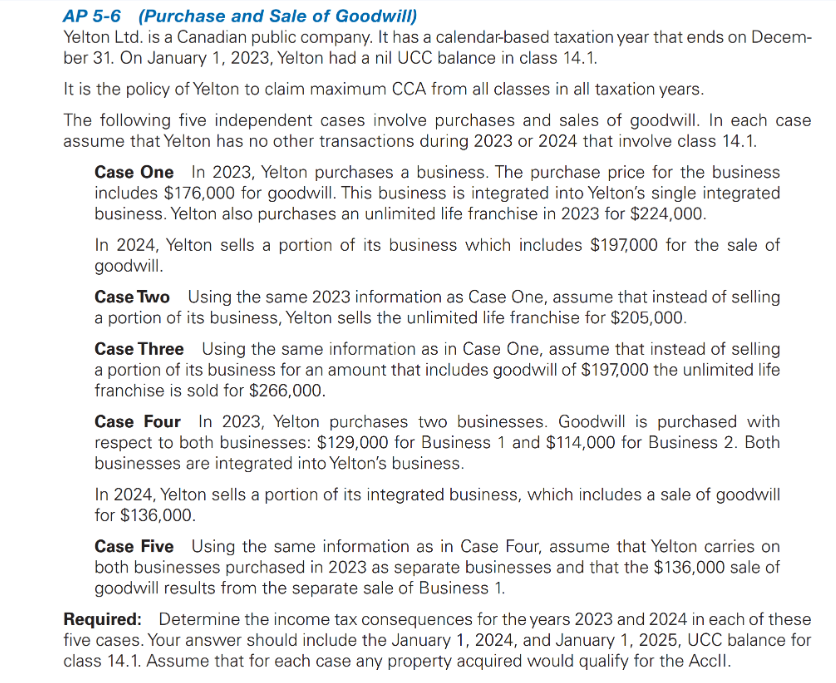 AP 5-6 (Purchase and Sale of Goodwill) Yelton
