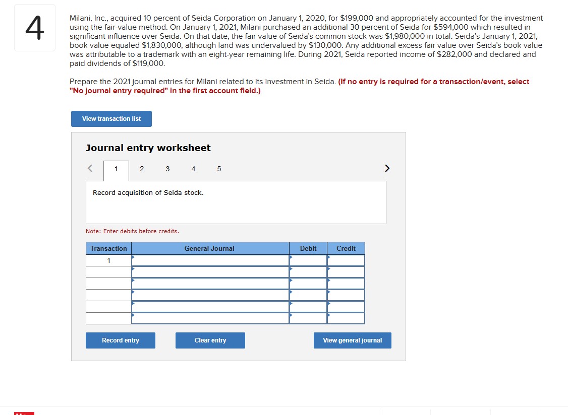 4 Milani, Inc., acquired 10 percent of Seida