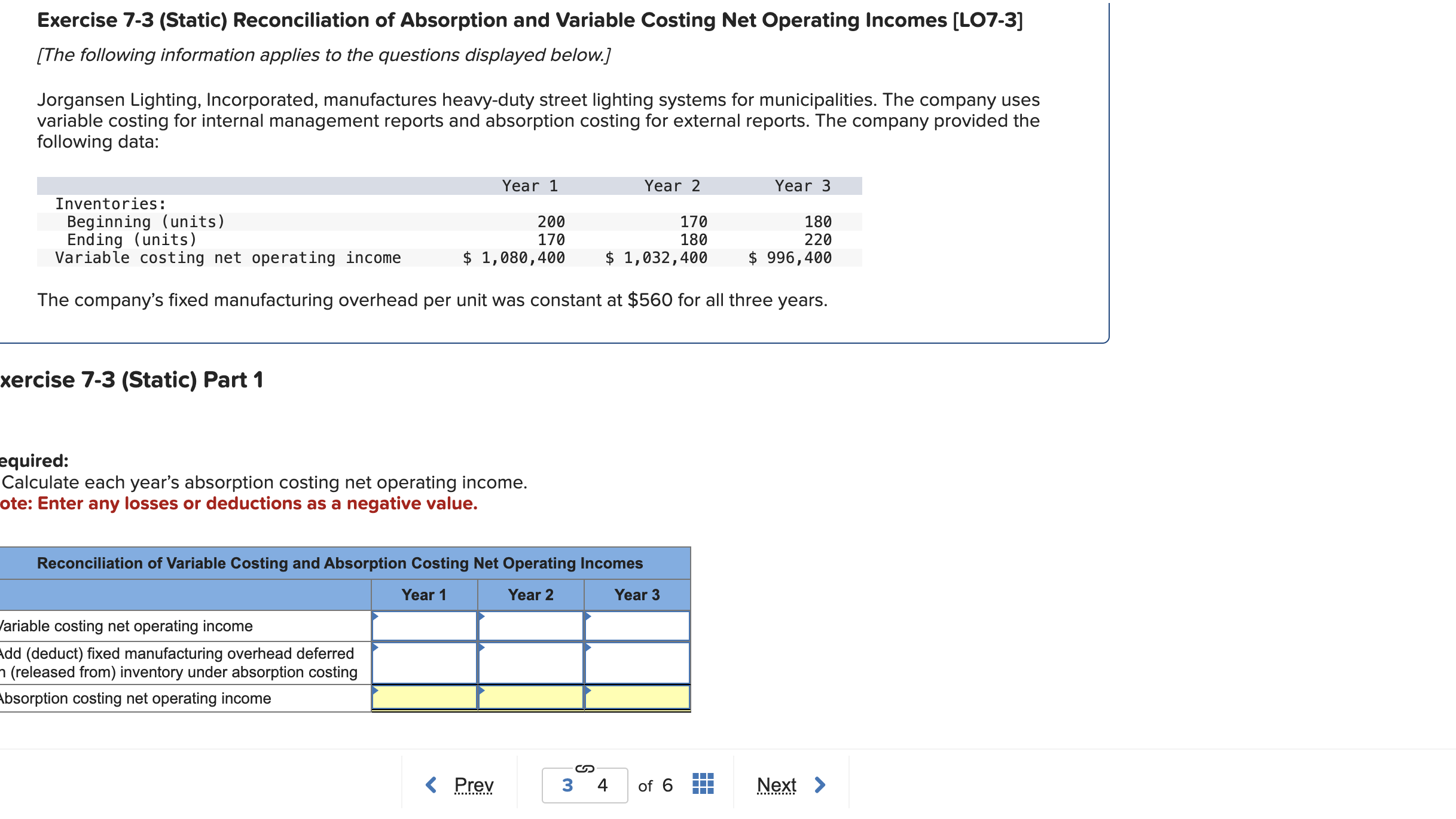 Exercise 7-1 (Static) Variable and Absorption