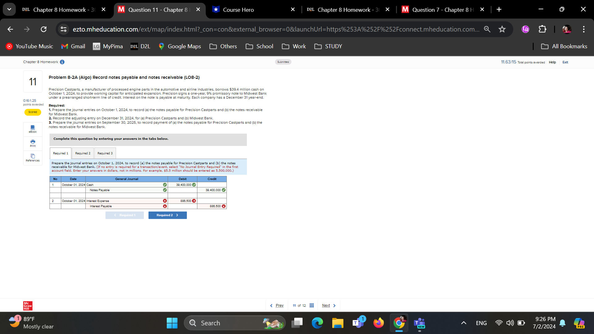 D2L Chapter 8 Homework - 3( x M Question 11 -