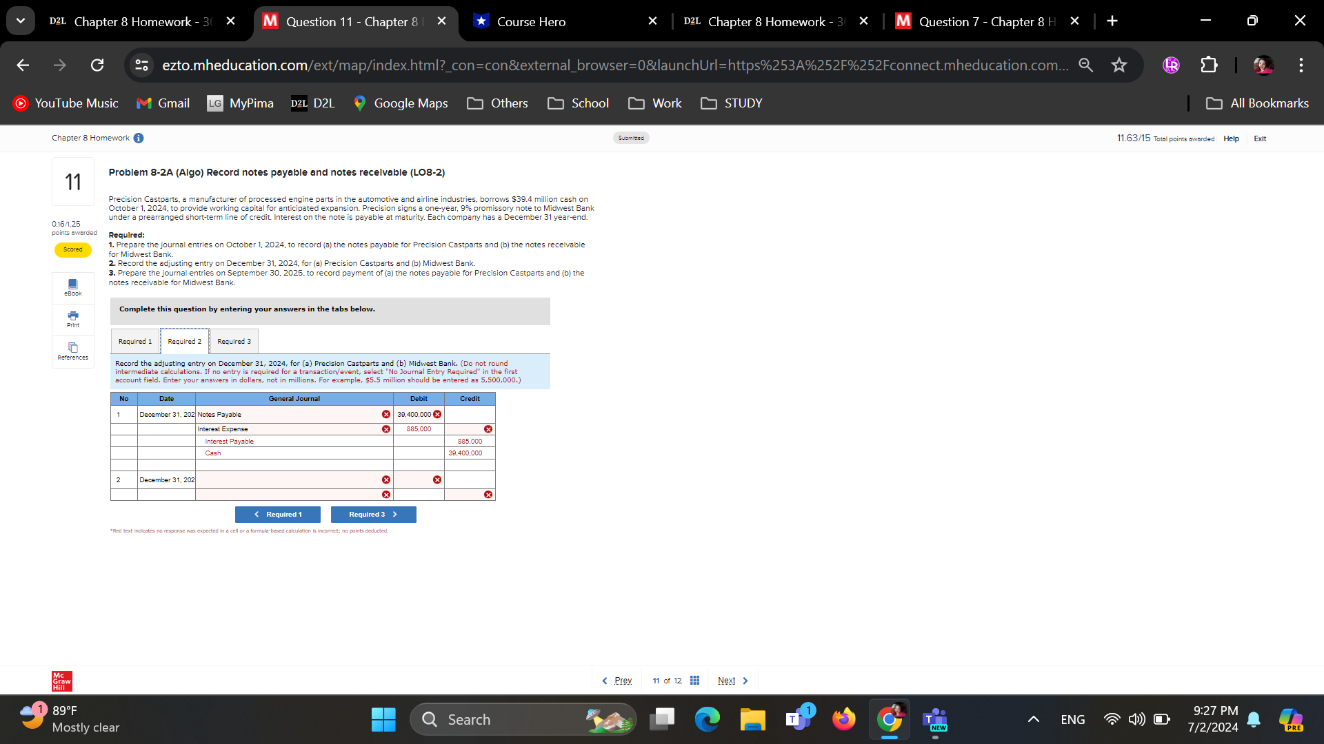 D2L Chapter 8 Homework - 3( x M Question 11 -