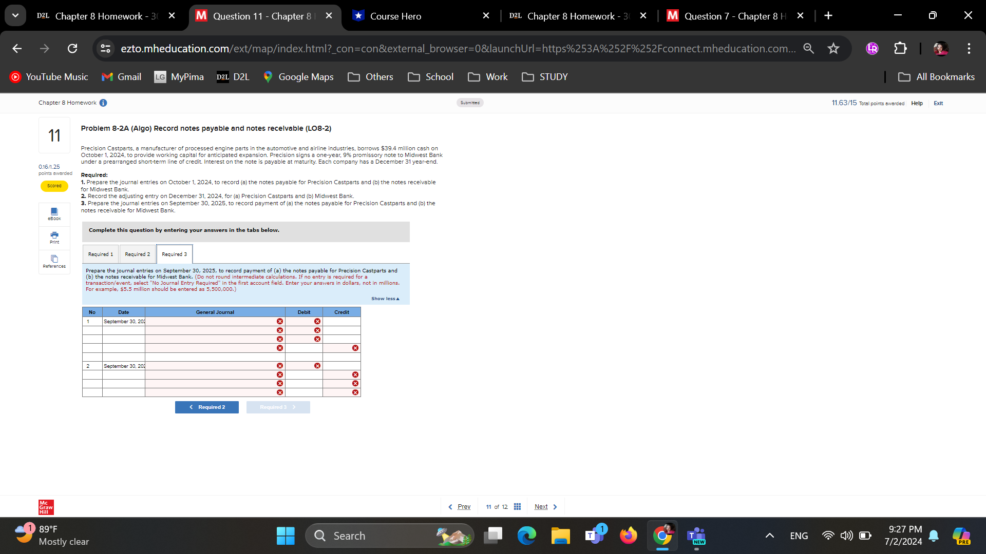 D2L Chapter 8 Homework - 3( x M Question 11 -