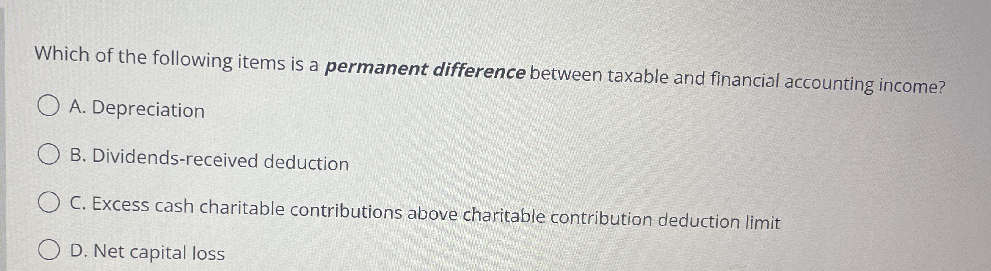 Which of the following items is a permanent