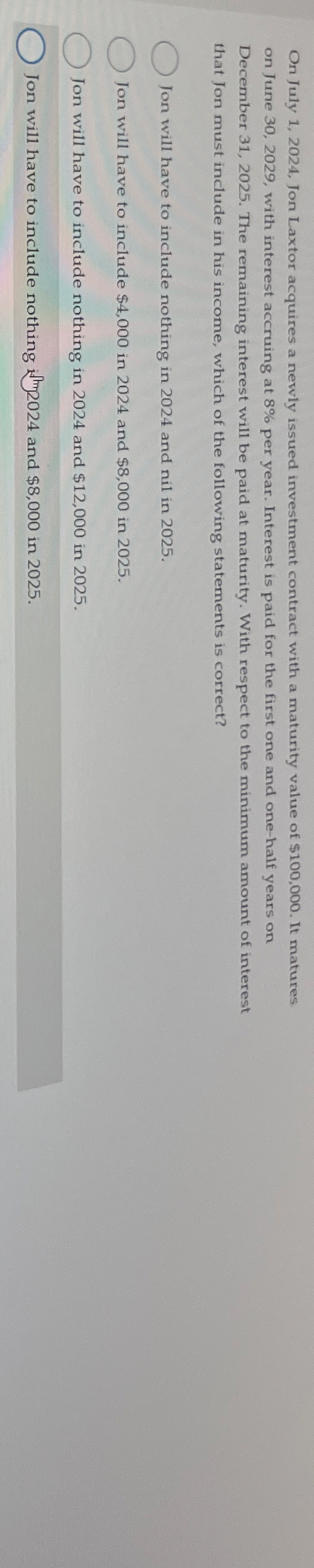 On July 1 , 2 0 2 4 , Jon Laxtor acquires a newly