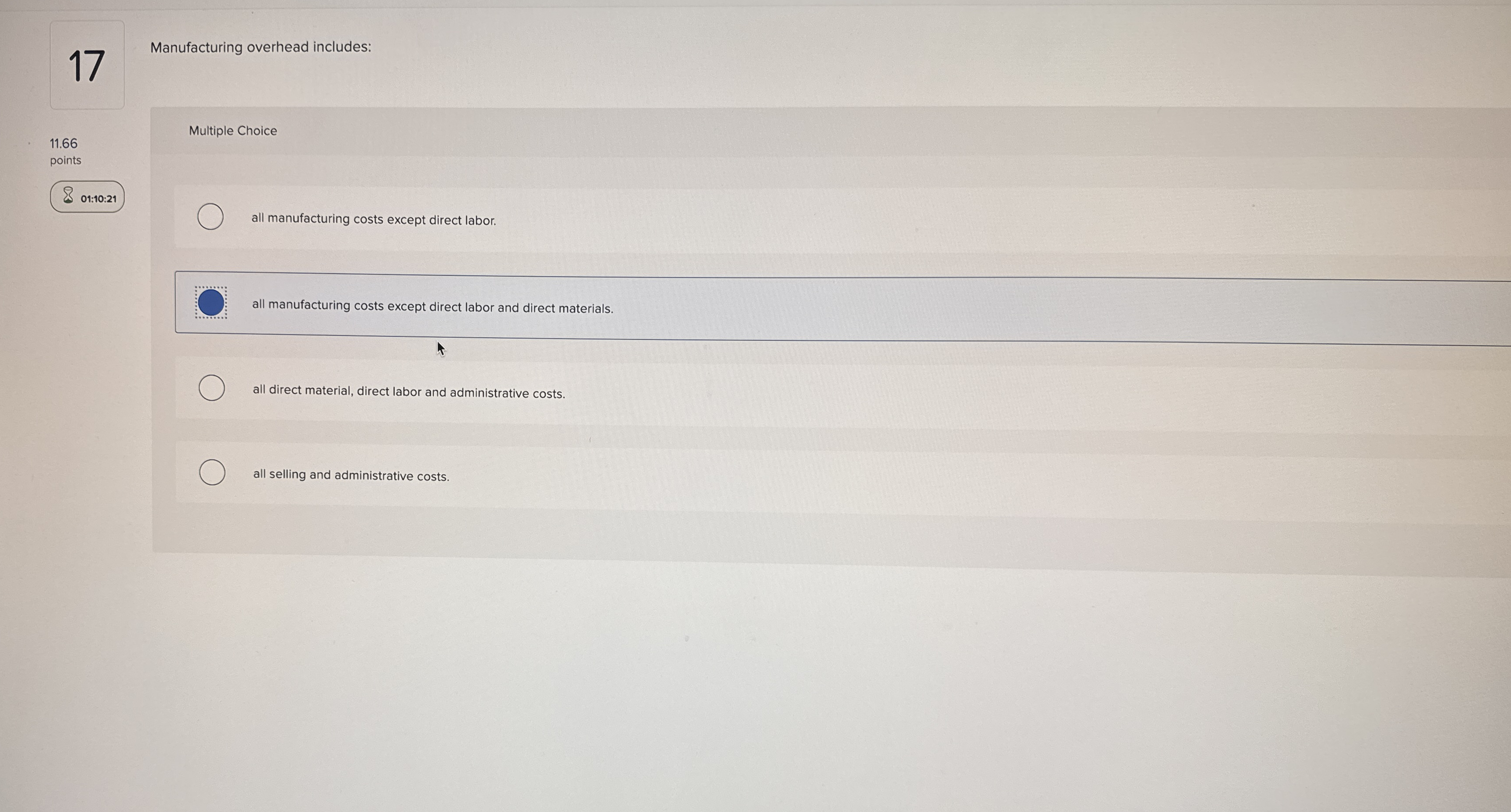 1 7 Manufacturing overhead includes: 1 1 . 6 6