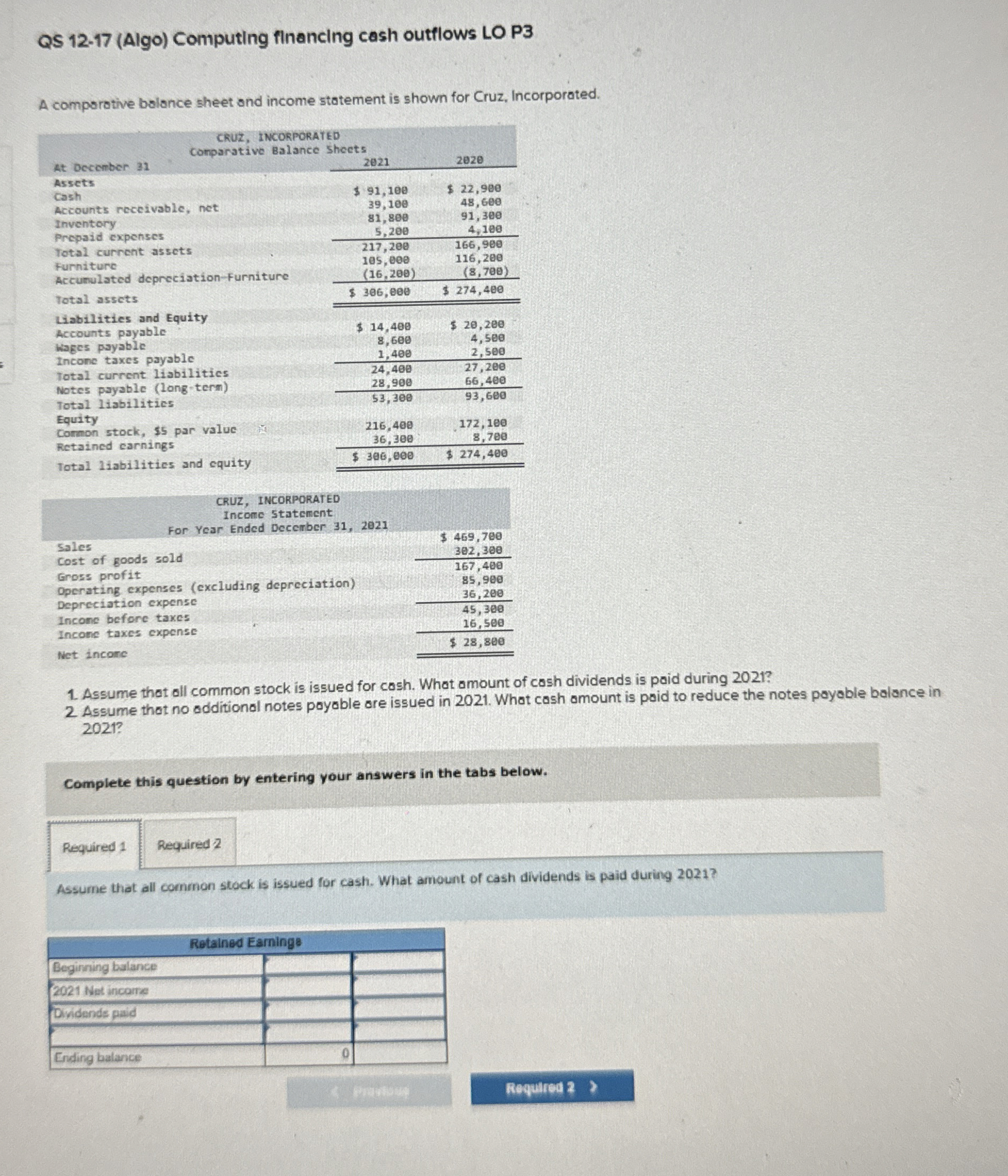 QS 1 2 - 1 7 ( Algo ) Computing financing cash