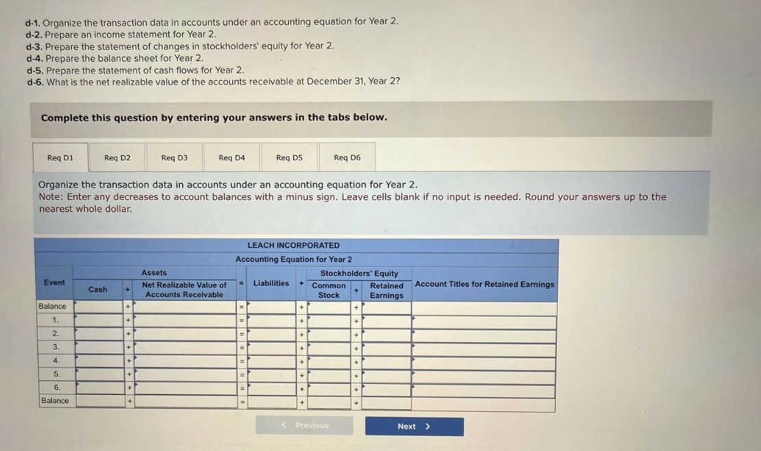 1 . Organize the transaction data in accounts
