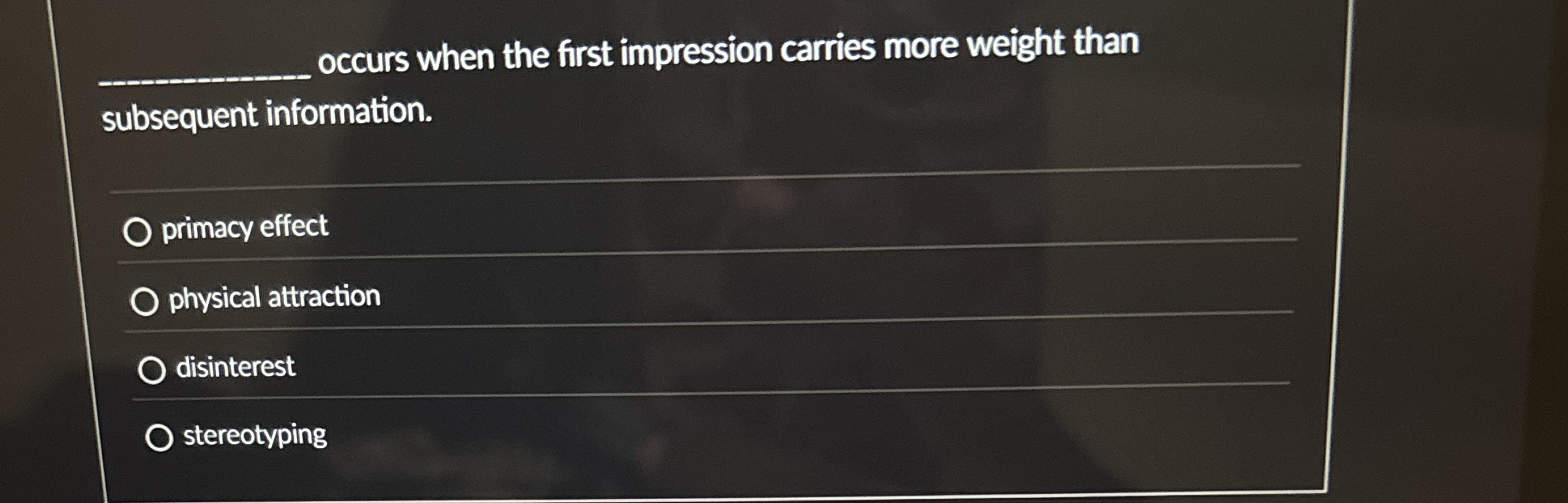 q , occurs when the first impression carries more