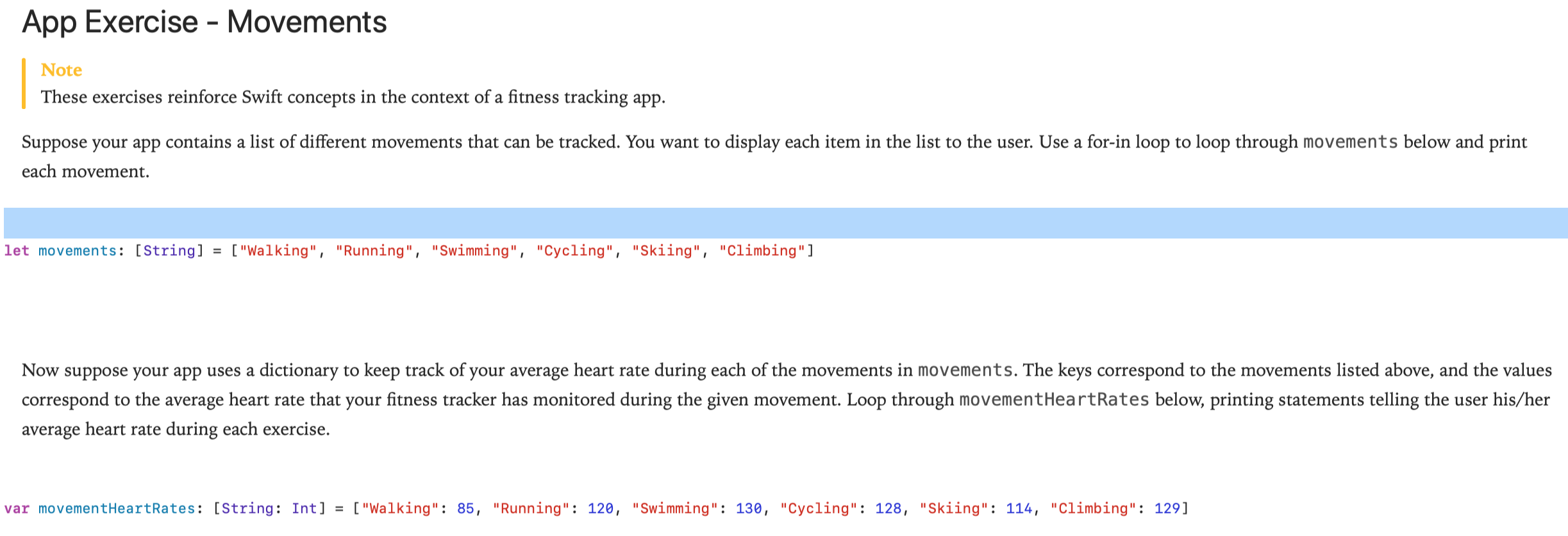 How do I do the following exercise on movements