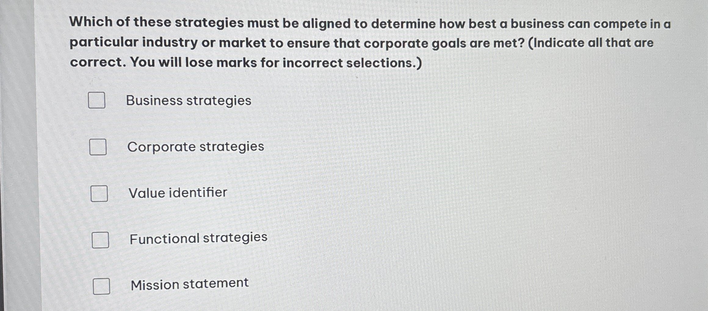 Which of these strategies must be aligned to