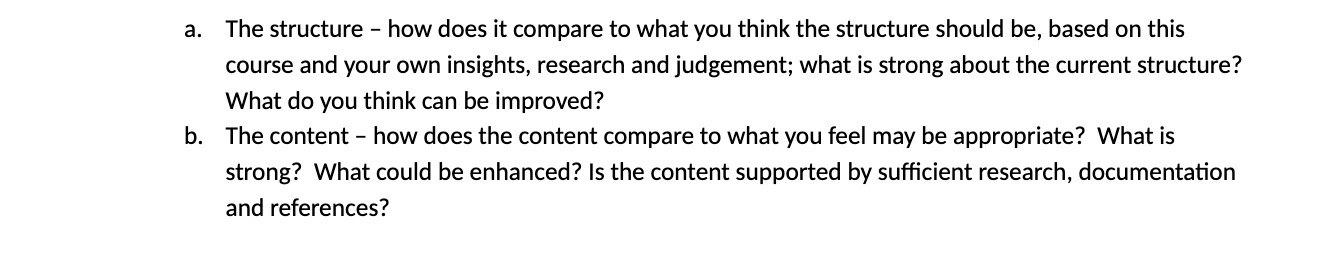 a. The structure how does it compare to what you
