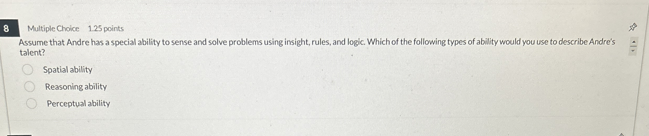 8 Multiple Choice 1 . 2 5 points Assume that