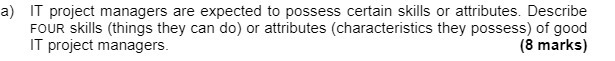 a) IT project managers are expected to possess