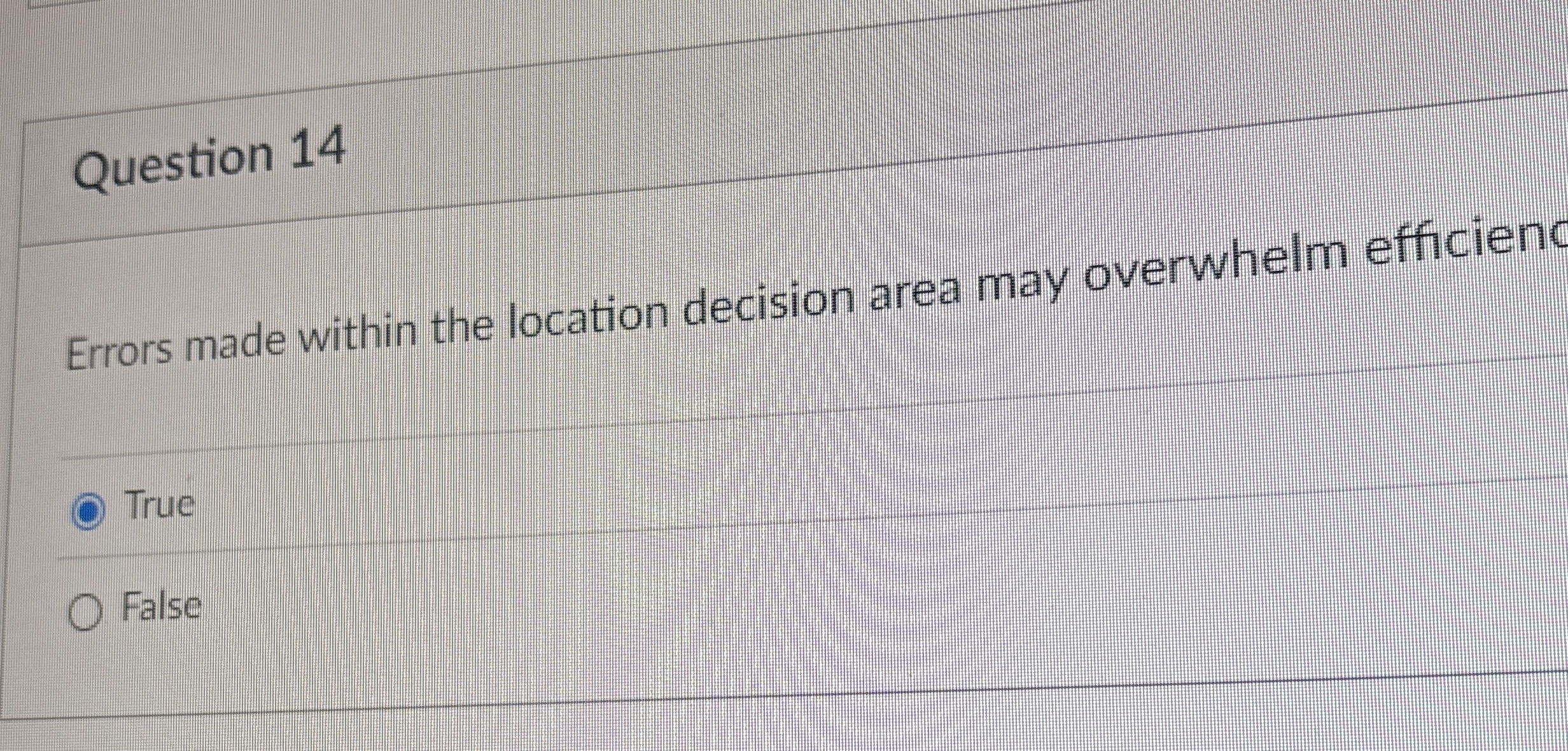 Question 1 4 Errors made within the location