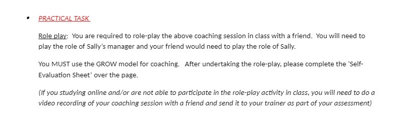 ' PRACTICJDLL TASK Role way: You are